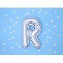 Balon foliowy w kształcie litery litera R srebrna - 3