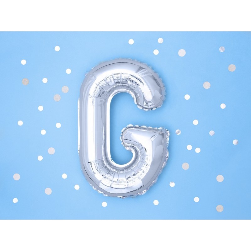 Balon foliowy w kształcie litery litera G srebrna - 2