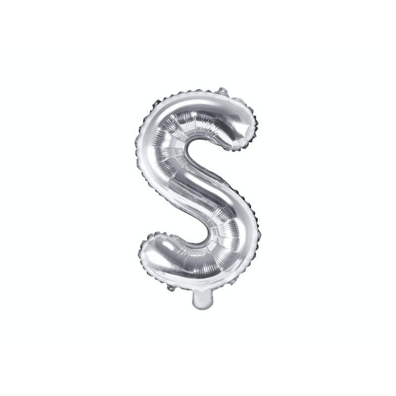 Balon foliowy w kształcie litery litera S srebrna - 1