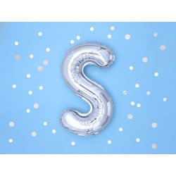 Balon foliowy w kształcie litery litera S srebrna - 2