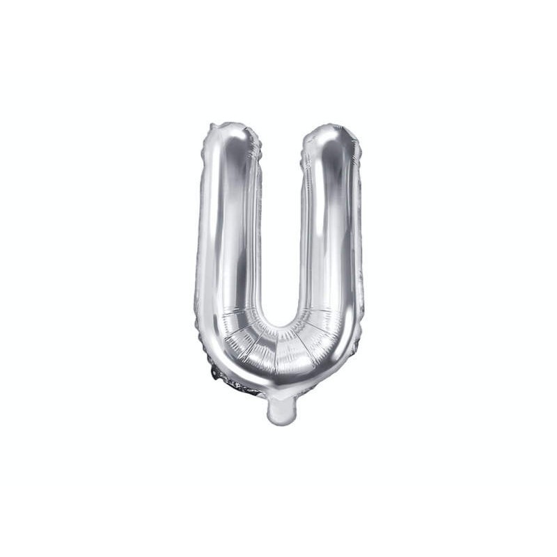 Balon foliowy w kształcie litery litera U srebrna - 1