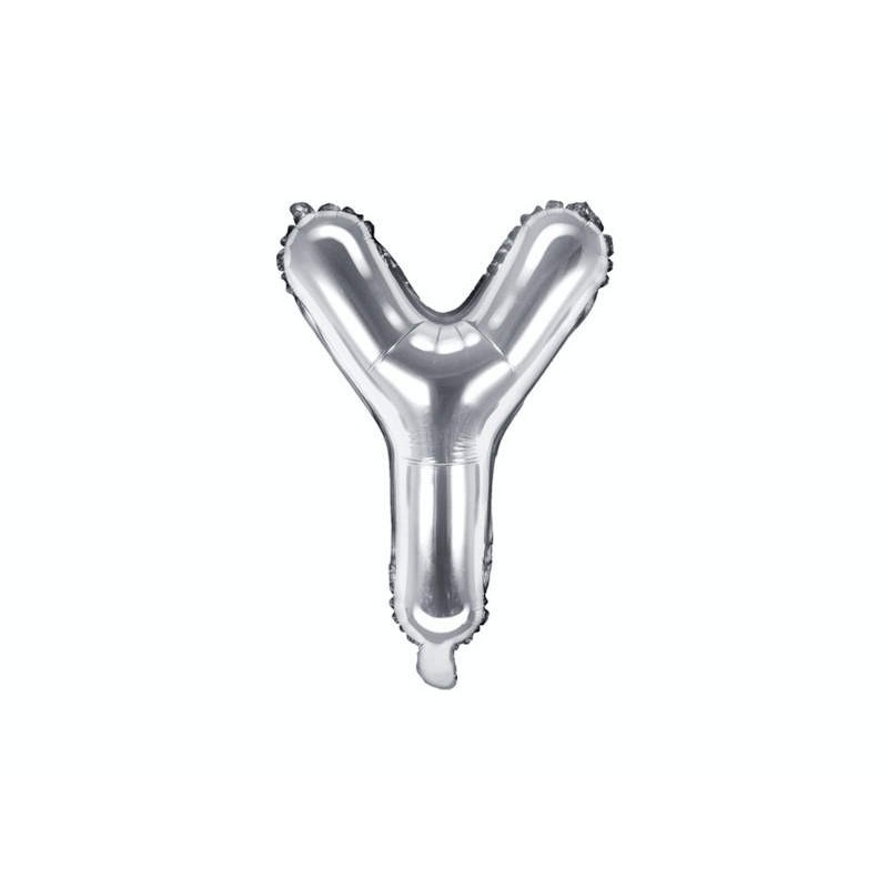 Balon foliowy w kształcie litery litera Y srebrna - 1