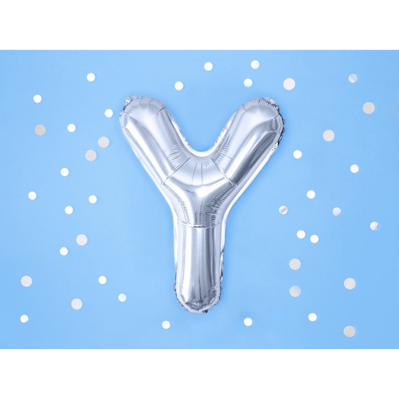 Balon foliowy w kształcie litery litera Y srebrna - 2
