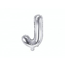Balon foliowy w kształcie litery litera J srebrna