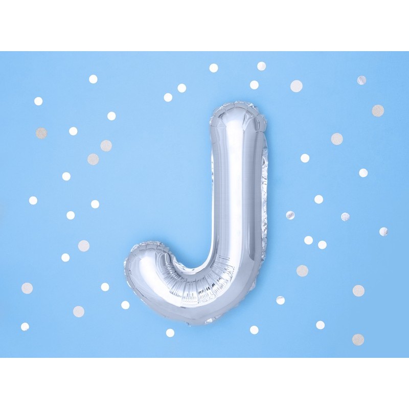 Balon foliowy w kształcie litery litera J srebrna - 2