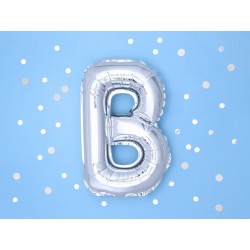 Balon foliowy w kształcie litery litera B srebrna - 2