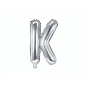 Balon foliowy w kształcie litery litera K srebrna - 1