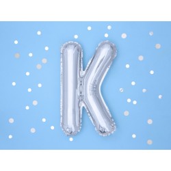 Balon foliowy w kształcie litery litera K srebrna - 2