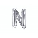 Balon foliowy w kształcie litery litera N srebrna - 1