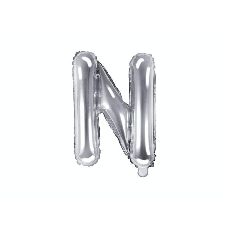 Balon foliowy w kształcie litery litera N srebrna - 1