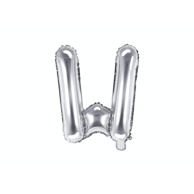 Balon foliowy w kształcie litery litera W srebrna - 1