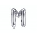 Balon foliowy w kształcie litery litera M srebrna - 1