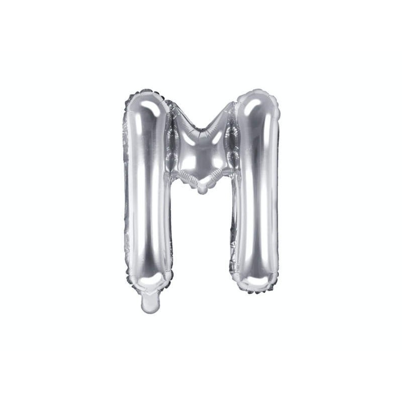 Balon foliowy w kształcie litery litera M srebrna - 1