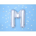 Balon foliowy w kształcie litery litera M srebrna - 2