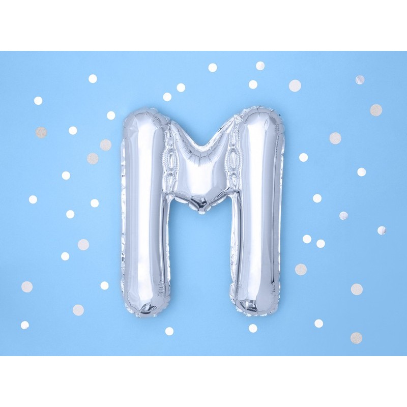 Balon foliowy w kształcie litery litera M srebrna - 2