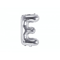 Balon foliowy w kształcie litery litera E srebrna - 1