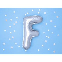 Balon foliowy w kształcie litery litera F srebrna - 2