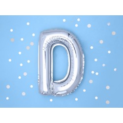 Balon foliowy w kształcie litery litera D srebrna - 2