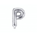 Balon foliowy w kształcie litery litera P srebrna - 1