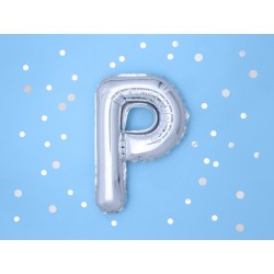 Balon foliowy w kształcie litery litera P srebrna - 2