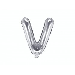 Balon foliowy w kształcie litery litera V srebrna
