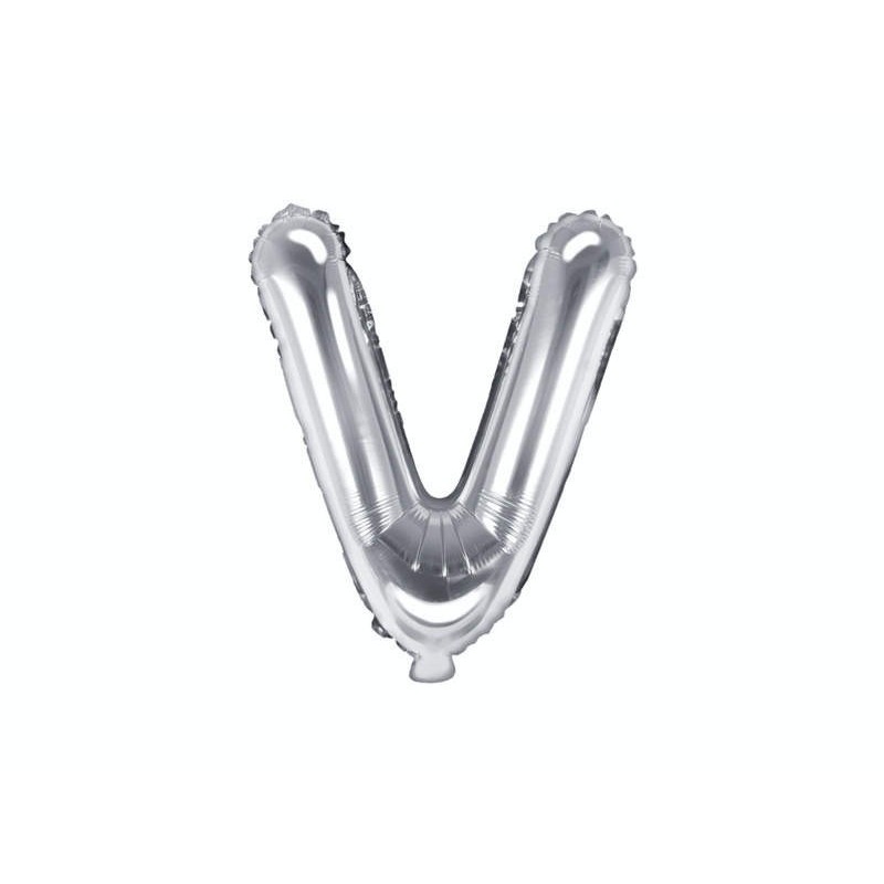 Balon foliowy w kształcie litery litera V srebrna - 1