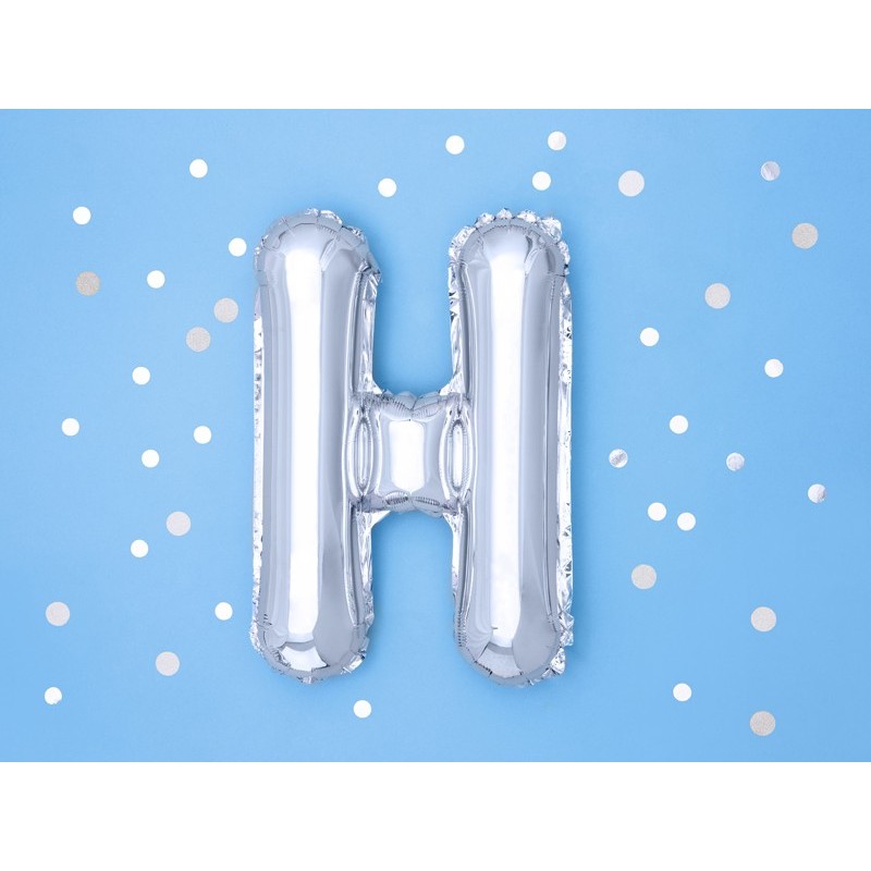 Balon foliowy w kształcie litery litera H srebrna - 2