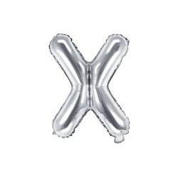 Balon foliowy w kształcie litery litera X srebrna