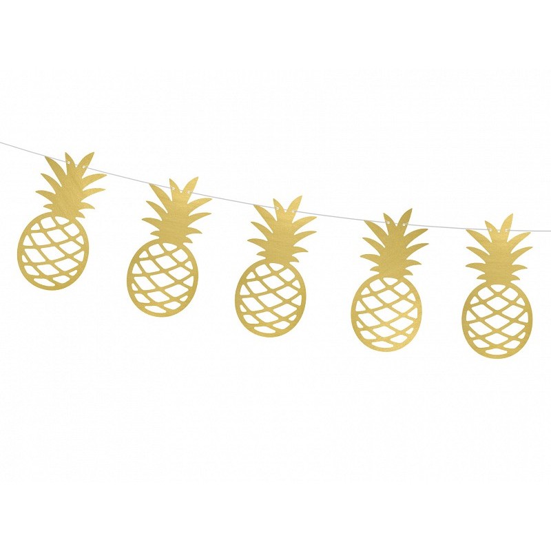 Girlanda Aloha-Ananasy złote na imprezę 13cmx 1,5m - 3