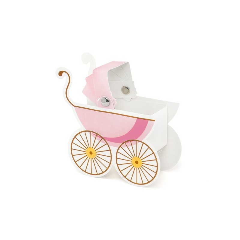 Pudełko różowe papierowe wózek na babyshower - 1