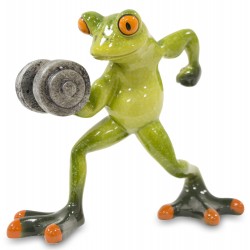 Figurka żaba z ciężarkiem  ozdobna ceramiczna