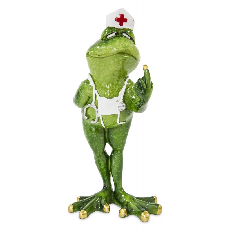 Figurka żaba zielona pielęgniarka ceramiczna 20cm - 1