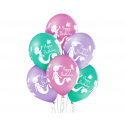 Balony lateksowe kolorowe urodzinowe syrenki hel - 1