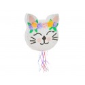 Piniata urodzinowa kotek z kwiatami pastelowy - 1