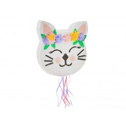 Piniata urodzinowa kotek z kwiatami pastelowy - 1