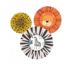 Rozety papierowe dekoracyjne safari zwierzęta x3