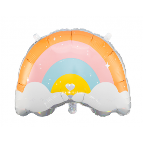 Balon foliowy na hel Tęcza z chmurkami pastelowa - 1