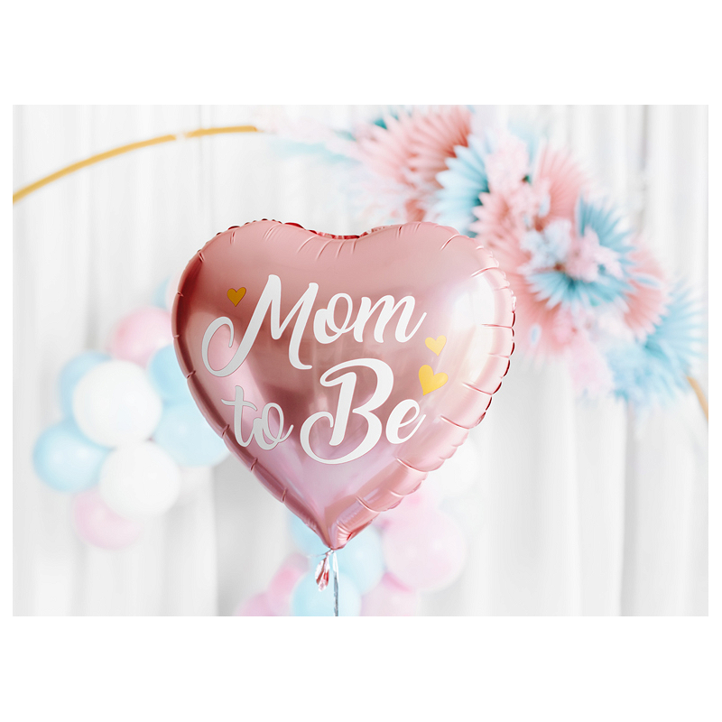 Balon foliowy różowy na hel Baby Shower serce 35cm - 3