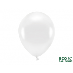 Balony kauczukowe eko metalik białe 30cm 100szt