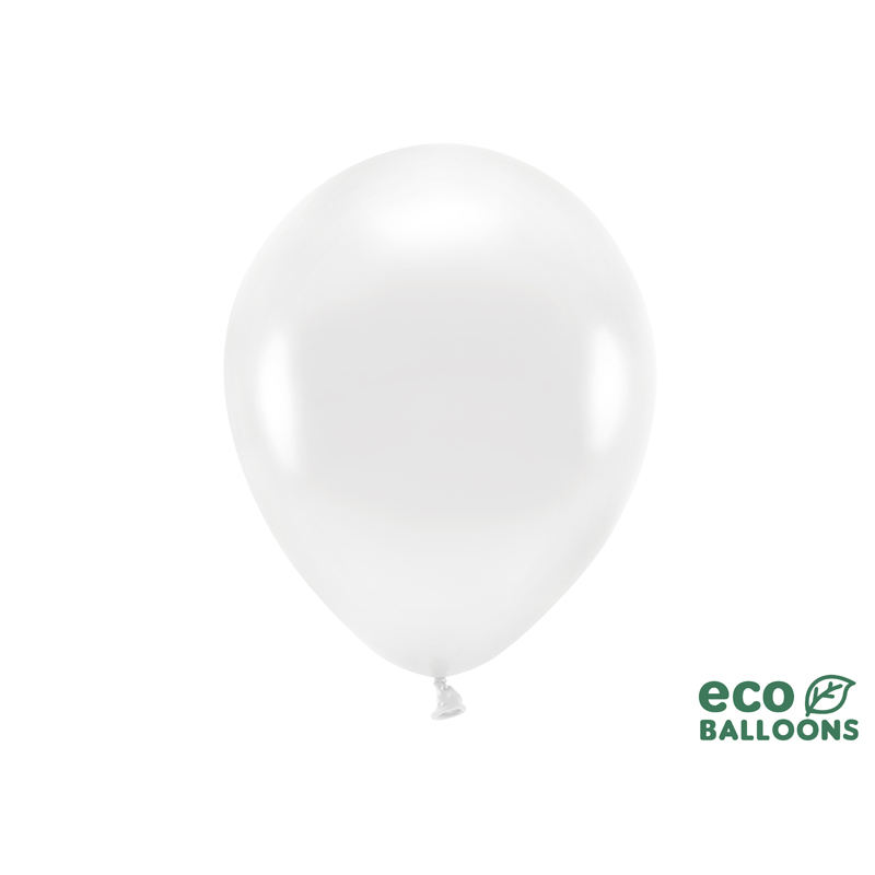 Balon eco 26cm metalizowany biały 100szt - 2