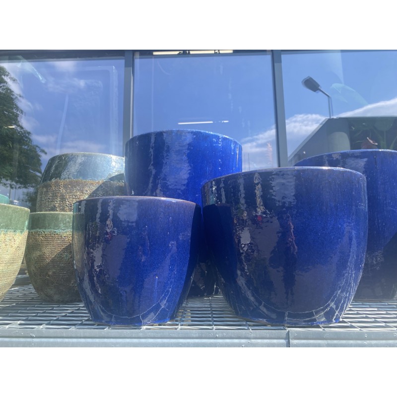 Donica Glazed Egg Pot niebieska D50/H40 - 3