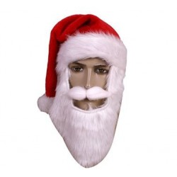 Czapka z brodą i wąsami święty Mikołaj na klej