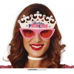 Różowe okulary z koroną księżniczka urodziny