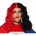 Peruka Harley Quinn czerwono-czarna - 1