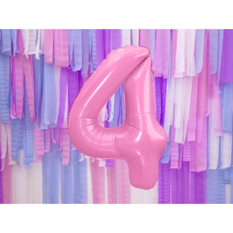 Balon foliowy cyfra 4 różowa urodzinowa dekoracja - 2