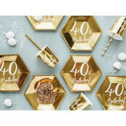 Talerze papierowe jednorazowe złote 40 urodziny - 2