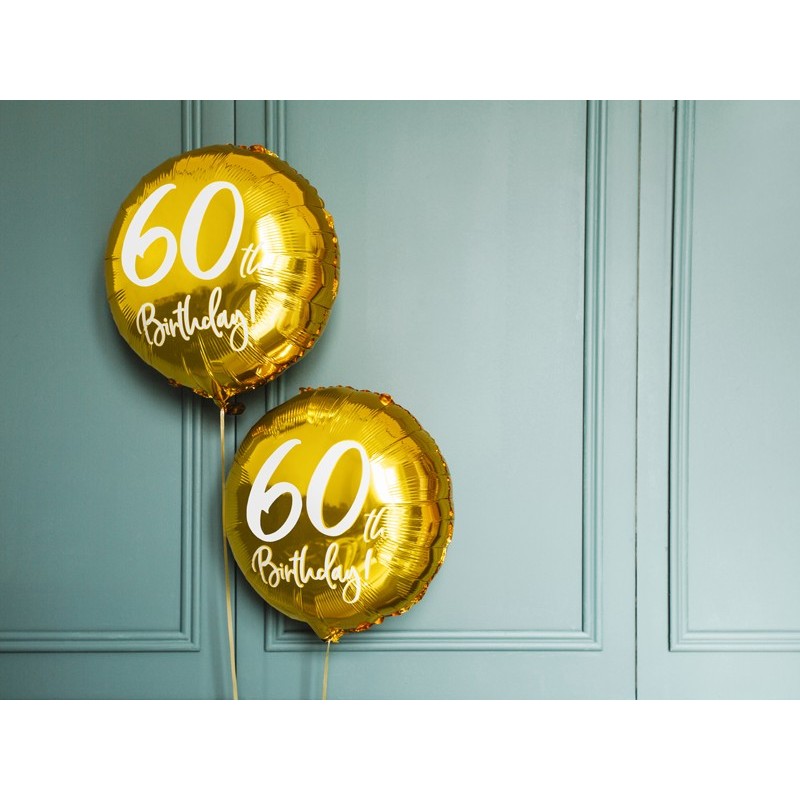 Balon foliowy złoty na urodziny 60 metaliczny - 3