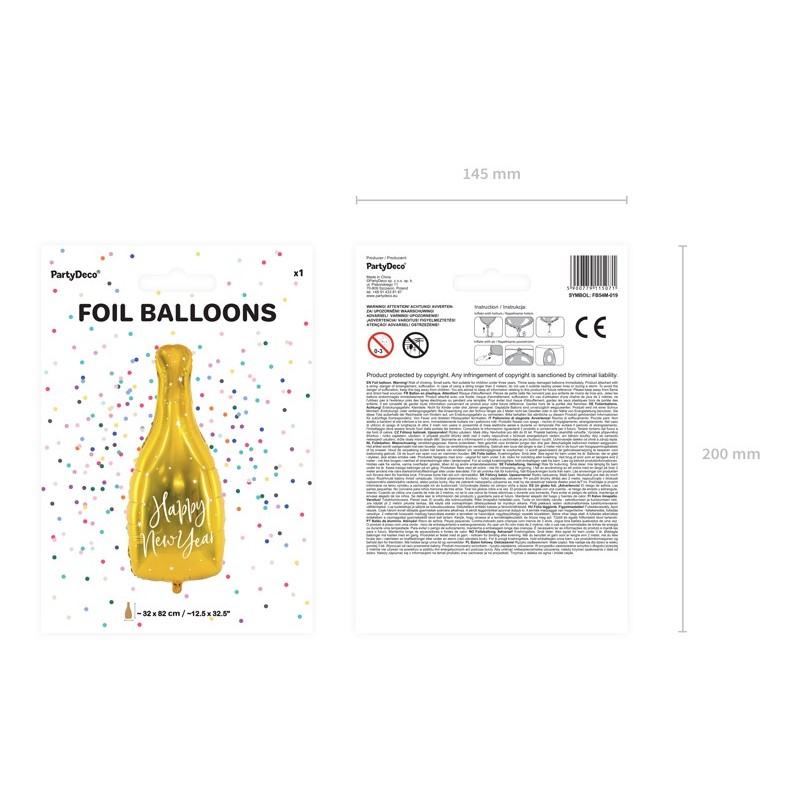 Balon foliowy hel Butelka szampana złota sylwester - 2