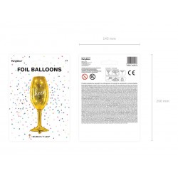 Balon foliowy na hel 81cm Kieliszek szampana złoty - 4