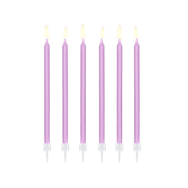 Świeczki urodzinowe na tort gładkie jasny liliowy - 1